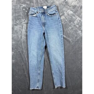 H&M Women's Light Blue Denim Jeans Light Wash 5-Pocket Zip Button